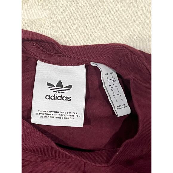 Adidas Burgundy Three Stripe T-Shirt Mens S - Picture 3 of 3